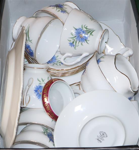 A Royal Vale teaset, Limoges porcelain Rouge pots and covers, commemorative plate, etc.